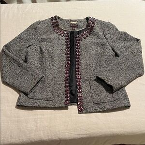 Dana Buchman brown and beige Jacket top with copper jewel trim